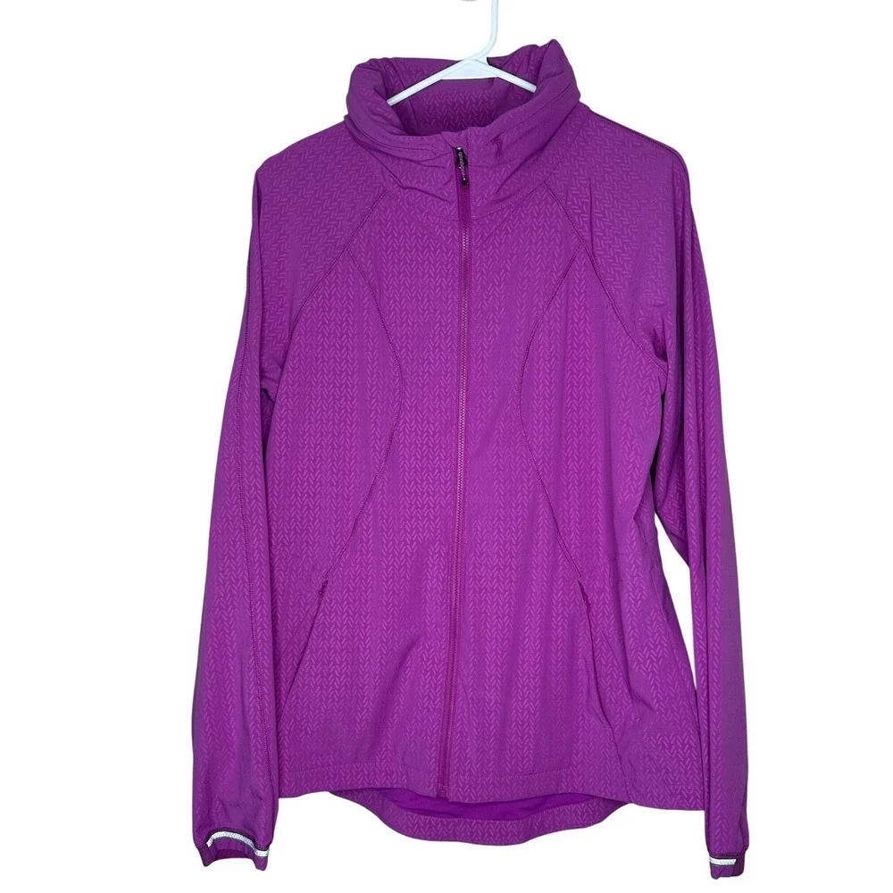 Lululemon Purple Run Speed Jacket Chevron Embossed Stowable Hood Women's 10
